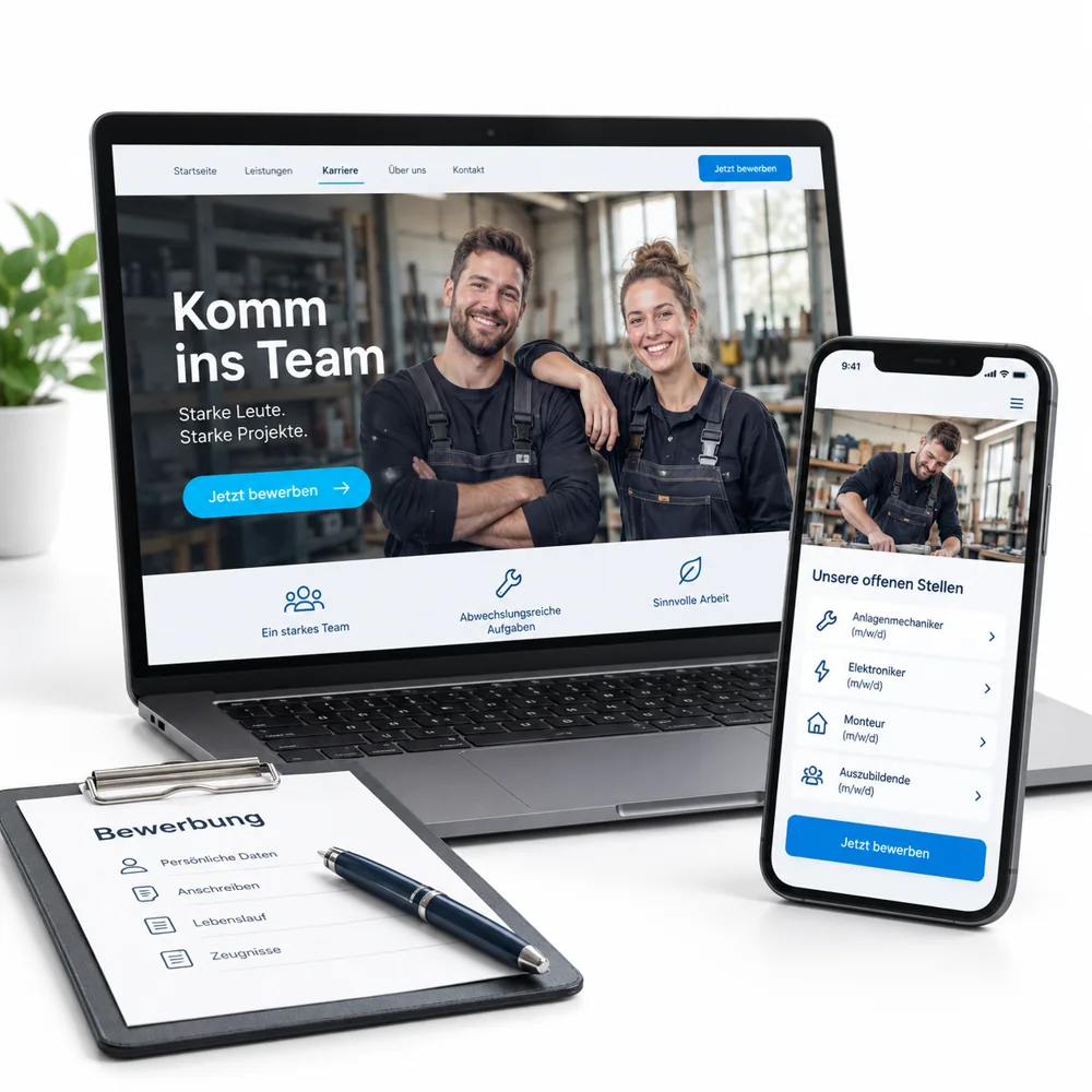 Beispiel einer Karriereseite auf Laptop und Smartphone