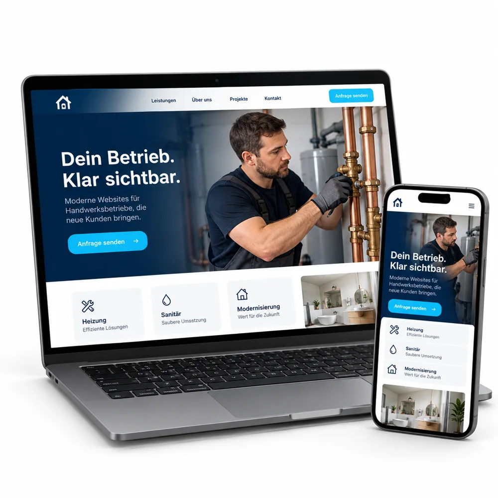 Webdesign auf Laptop und Smartphone