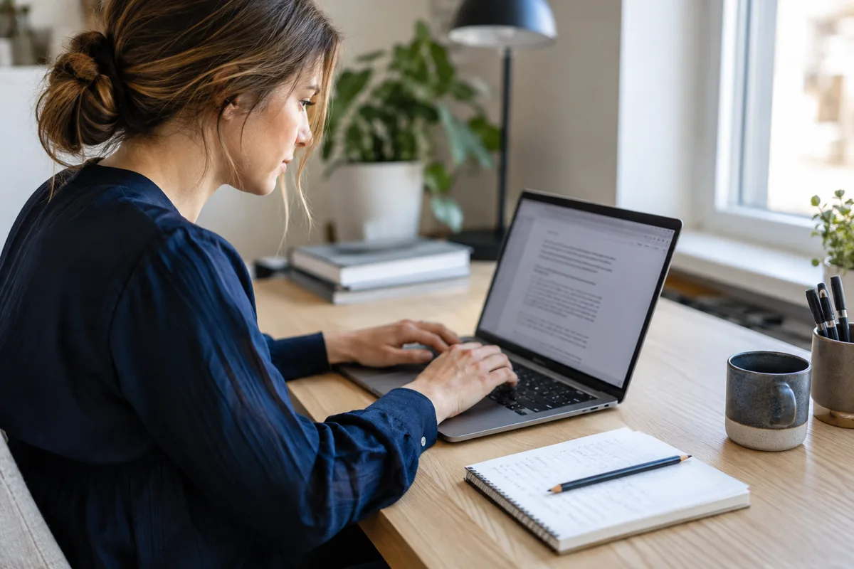 Bildbeispiel: Arbeit an einem Website Text