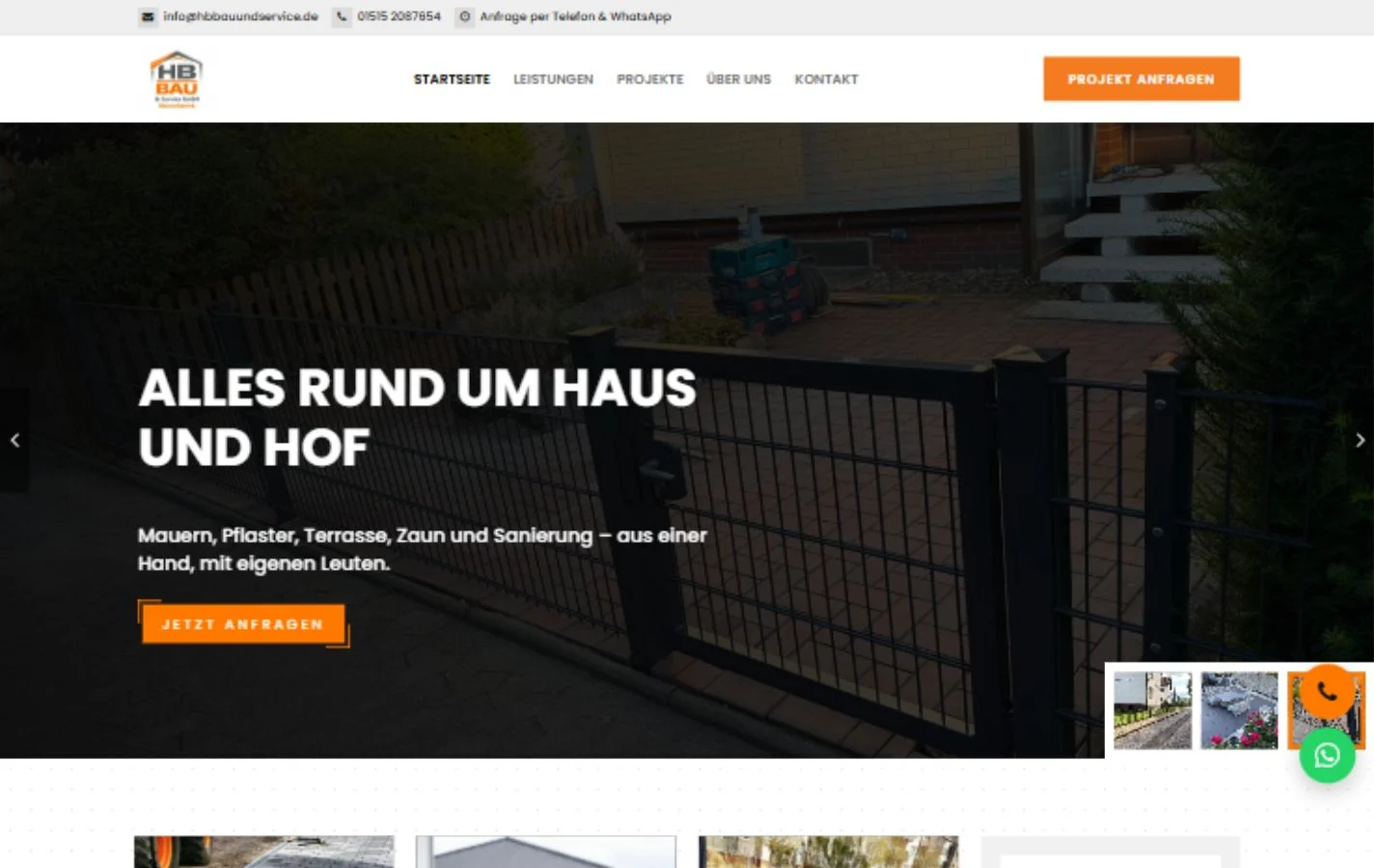 Website von HB Bau & Service aus Pattensen